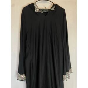 Abaya Women's Black Hooded GUC Dress Palestinian Bling Embellished XS/S